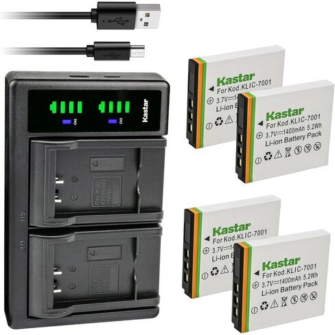 Kastar 4-Pack KLIC-7001 Battery and LTD2 USB Charger Replacement for Kodak EasyShare M893 IS, EasyShare M1063, EasyShare M1073 IS, EasyShare MD1063, EasyShare MD41, EasyShare MD853, EasyShare MD863 in Saudi Arabia