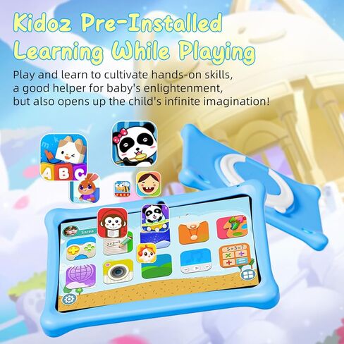 تابلت للأطفال، تابلت للأطفال مقاس 10 بوصات، ذاكرة وصول عشوائي 2 جيجابايت وذاكرة تخزين داخلية 32 جيجابايت، نظام تشغيل Android 12 مع حافظة، iWawa مثبت مسبقًا، تطبيق مراقبة الوالدين، واي فاي، كاميرا مزدوجة، ألعاب تعليمية (أزرق) in Kuwait