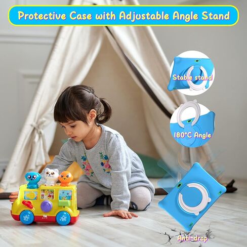 تابلت للأطفال، تابلت للأطفال مقاس 10 بوصات، ذاكرة وصول عشوائي 2 جيجابايت وذاكرة تخزين داخلية 32 جيجابايت، نظام تشغيل Android 12 مع حافظة، iWawa مثبت مسبقًا، تطبيق مراقبة الوالدين، واي فاي، كاميرا مزدوجة، ألعاب تعليمية (أزرق) in Kuwait