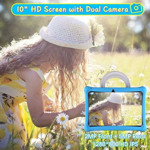 تابلت للأطفال، تابلت للأطفال مقاس 10 بوصات، ذاكرة وصول عشوائي 2 جيجابايت وذاكرة تخزين داخلية 32 جيجابايت، نظام تشغيل Android 12 مع حافظة، iWawa مثبت مسبقًا، تطبيق مراقبة الوالدين، واي فاي، كاميرا مزدوجة، ألعاب تعليمية (أزرق) in Kuwait