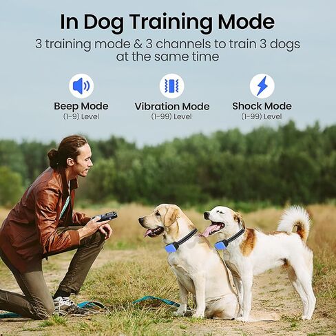 MASBRILL Wireless Dog Fence 2 in 1 Electric Wireless Fence for Dogs & Dog Training Shock Collar with Remote - Electric Dog Fence Containment System with Adjustable Beep Vibration Collar for Dogs in Saudi Arabia
