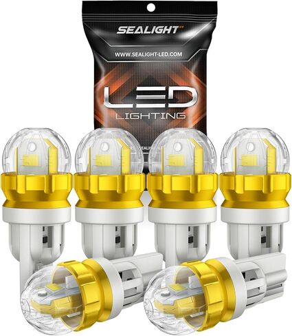 مصباح SEALIGHT 194 LED 6000K أبيض 168 T10 W5W 2825 فائق السطوع 360 درجة LED لمبات بديلة 3020SMD لضوء لوحة الترخيص، ضوء القبة، ضوء الخريطة، ضوء المجاملة، مصابيح التحديد الجانبية، حزمة من 6 in Saudi Arabia