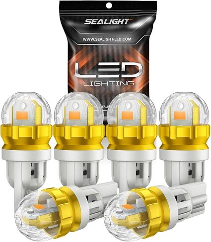 SEALIGHT 194 LED Light Bulb 6000K White 168 T10 W5W 2825 Super Bright 360° LED Replacement Bulbs 3020SMD for License Plate Light, Dome Light, Map Light, Courtesy Light, Side Marker Lights, Pack of 6 in Saudi Arabia