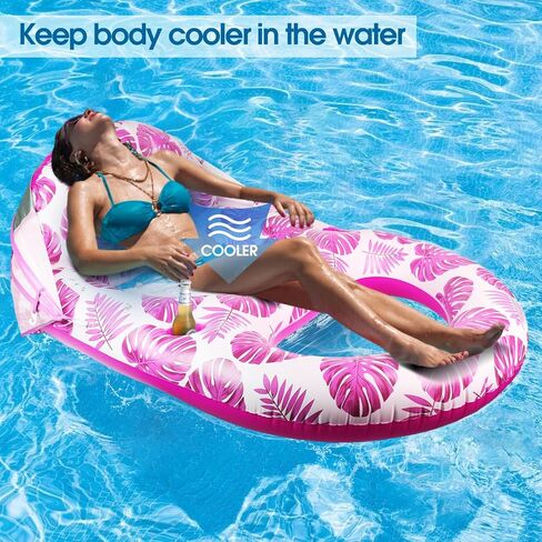 COOLCOOLDEE Pool Lounge Float with Canopy UPF50+,Extra Large Pool Floats for Adults Heavy Duty,Inflatable Lounger Float with Cup Holder & Backrest,Footrest in Saudi Arabia