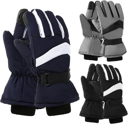 Tarpop 3 Pairs Mens Ski Gloves Winter Warm Gloves Adjustable Non Slip Gloves Snowboard Waterproof Warm Snow Gloves in Saudi Arabia