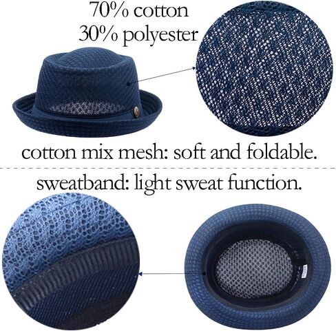 2/6 pcs Women Ladies Mesh Pork Pie Straw Hat Summer 1920S Costume Party Cap Fedora Dad Bowler Flat Top Men Khaki+Grey in Kuwait