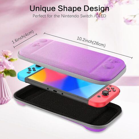 حقيبة حمل DUEDUE لجهاز Nintendo Switch/Switch OLED، حافظة واقية صلبة محمولة للسفر مع جيوب مساحة أكبر لملحقات Switch/Switch OLED، أرجواني in Kuwait