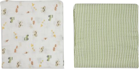 Kyle & Deena Baby Swaddle Blanket for Boy 36x40 Large Muslin Baby Blanket Combo Set Striped and Farm Animals Green in Saudi Arabia