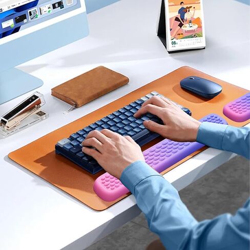 Lekvey Wrist Rest for Computer Keyboard, Wrist Rest for Keyboard Mouse, Ergonomic Soft Memory Foam Pain Relief Wrist Support for Keyboard, for Computer, Laptop, Light Pink-Purple Mix in Saudi Arabia