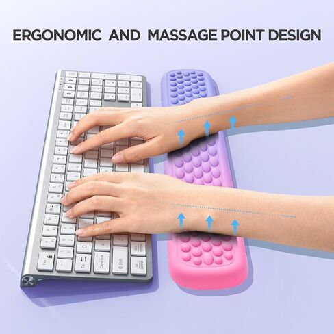 Lekvey Wrist Rest for Computer Keyboard, Wrist Rest for Keyboard Mouse, Ergonomic Soft Memory Foam Pain Relief Wrist Support for Keyboard, for Computer, Laptop, Light Pink-Purple Mix in Saudi Arabia