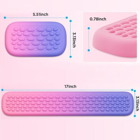 Lekvey Wrist Rest for Computer Keyboard, Wrist Rest for Keyboard Mouse, Ergonomic Soft Memory Foam Pain Relief Wrist Support for Keyboard, for Computer, Laptop, Light Pink-Purple Mix in Saudi Arabia
