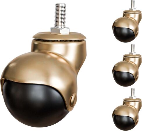 Set of 4 Black Tone 2 Inch Ball Caster Wheels with Threaded Stem for Furniture, Offering 360-Degree Rotation in Saudi Arabia