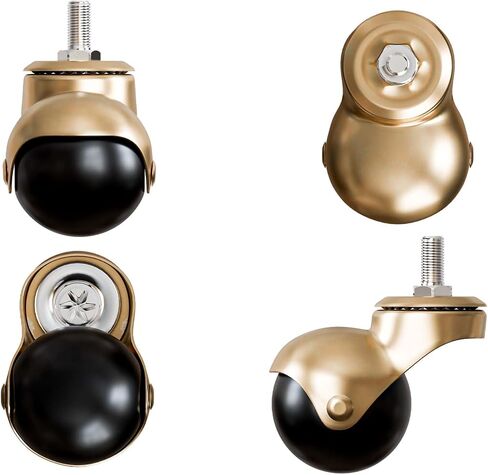 Set of 4 Black Tone 2 Inch Ball Caster Wheels with Threaded Stem for Furniture, Offering 360-Degree Rotation in Saudi Arabia