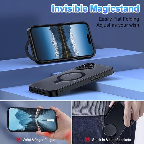 حافظة Lamcase لهاتف iPhone 16 Plus، مع حامل مغناطيسي غير مرئي [حماية من السقوط العسكري] [متوافق مع MagSafe] مقاوم للصدمات وشفاف ومضاد للانزلاق مع واقي شاشة، وردي فاقع in Saudi Arabia