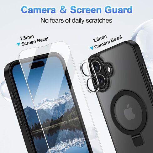 حافظة Lamcase لهاتف iPhone 16 Plus، مع حامل مغناطيسي غير مرئي [حماية من السقوط العسكري] [متوافق مع MagSafe] مقاوم للصدمات وشفاف ومضاد للانزلاق مع واقي شاشة، وردي فاقع in Saudi Arabia