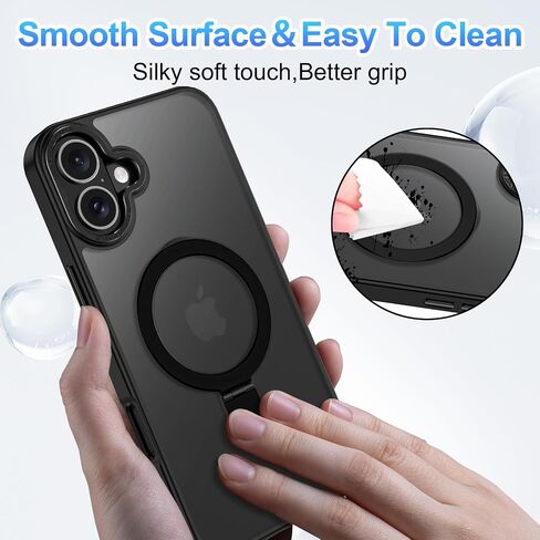 حافظة Lamcase لهاتف iPhone 16 Plus، مع حامل مغناطيسي غير مرئي [حماية من السقوط العسكري] [متوافق مع MagSafe] مقاوم للصدمات وشفاف ومضاد للانزلاق مع واقي شاشة، وردي فاقع in Saudi Arabia