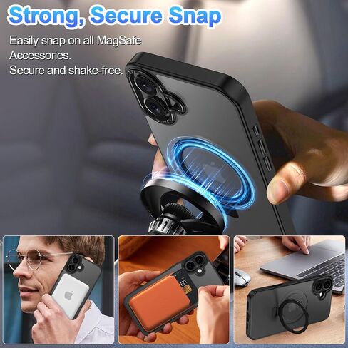 حافظة Lamcase لهاتف iPhone 16 Plus، مع حامل مغناطيسي غير مرئي [حماية من السقوط العسكري] [متوافق مع MagSafe] مقاوم للصدمات وشفاف ومضاد للانزلاق مع واقي شاشة، وردي فاقع in Saudi Arabia
