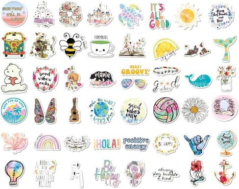 50 حزمة من ملصقات الكمبيوتر المحمول VSCO، ملصقات زجاجات المياه المصنوعة من الفينيل اللطيفة لأكواب خوذة الدراجة، ملصقات كاواي لأمتعة الدراجات النارية هدية للأطفال البنات in Kuwait