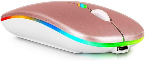 UrbanX 2.4GHz & Bluetooth Mouse, Rechargeable Wireless LED Mouse for Envy x360 Laptop Also Compatible with TV/Laptop/PC/Mac/iPad pro/Computer/Tablet/Android - Baby Pink in Saudi Arabia