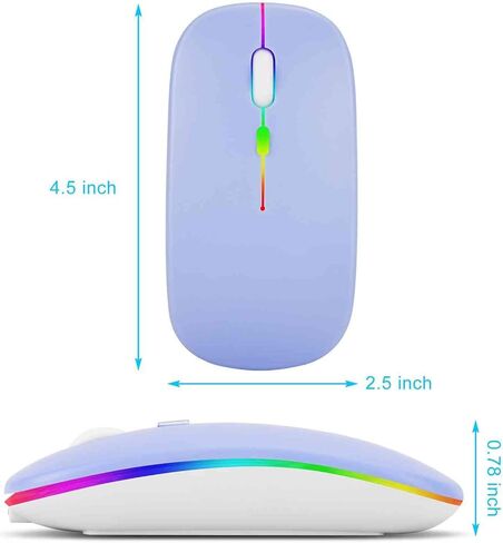 UrbanX 2.4GHz & Bluetooth Mouse, Rechargeable Wireless LED Mouse for Envy x360 Laptop Also Compatible with TV/Laptop/PC/Mac/iPad pro/Computer/Tablet/Android - Baby Pink in Kuwait