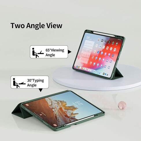 حافظة KenKe لجهاز iPad Air 13 بوصة 2024 M2، iPad Pro 12.9 بوصة الجيل السادس / الخامس 2022/2021 مع حامل أقلام، غطاء حماية رفيع بحامل ثلاثي الطي من مادة TPU الناعمة لجهاز iPad Air 13، استيقاظ/نوم تلقائي، وردي in Saudi Arabia