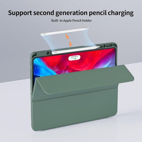 حافظة KenKe لجهاز iPad Air 13 بوصة 2024 M2، iPad Pro 12.9 بوصة الجيل السادس / الخامس 2022/2021 مع حامل أقلام، غطاء حماية رفيع بحامل ثلاثي الطي من مادة TPU الناعمة لجهاز iPad Air 13، استيقاظ/نوم تلقائي، وردي in Saudi Arabia