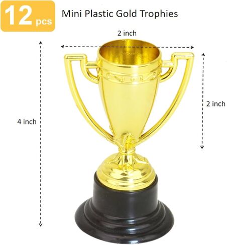 SenseYo24 Pack Mini Trophies Cups, Gold Trophy Award, Plastic Trophies for Kid, 4 Inch Award Trophies for Kids Party Favors, Winning Prizes in Kuwait