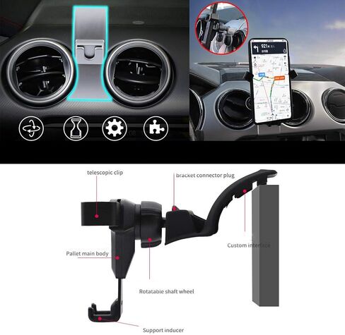 حامل لوحة قيادة السيارة Adiil، حامل تثبيت للهاتف الخلوي مع غطاء مشبك فتحة تهوية قابلة للتعديل لسيارة Ford Mustang 2015-2019 (هاتف 3.5-6.0 بوصة) in Kuwait