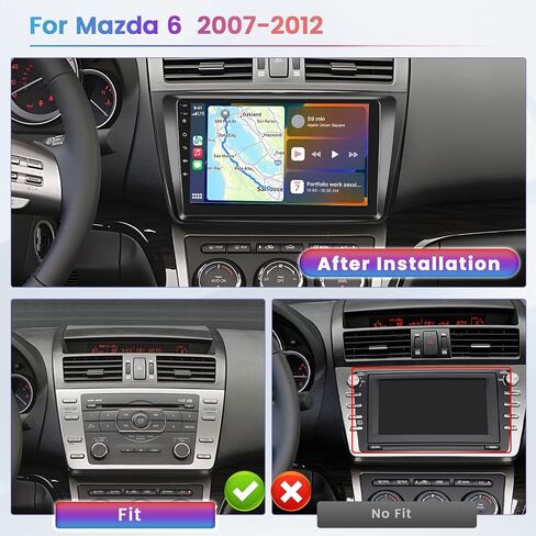 Hikity 2+64G for Mazda 6 2007-2012 Android Car Stereo with Carplay Android Auto 9 Inch Touchscreen Radio GPS Navigation WiFi SWC RCA HiFi Backup Camera Microphone in Saudi Arabia