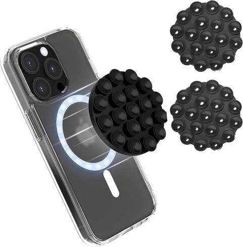 2 PCS Suction Phone Case Mount, Magnetic Suction Cup Phone Mount, Silicone Suction Phone Case Stand for MagSafe, Mirror Shower Phone Holder for Selfies and Tiktok Videos, Creator and Sharer (Black) in Saudi Arabia