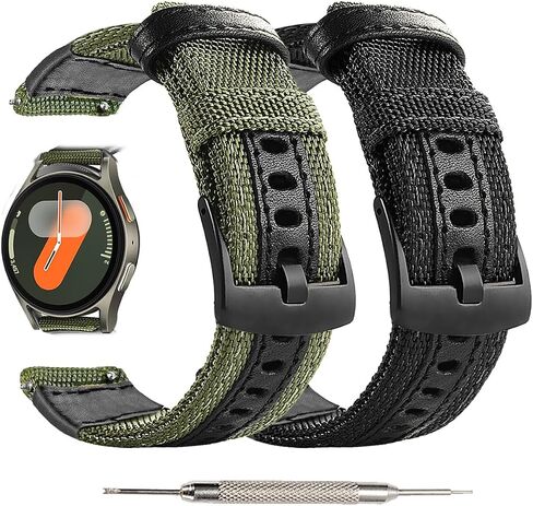 Maxjoy Galaxy Watch 7/Galaxy Watch 6 Band, Galaxy Watch 6 Classic/5 Pro Bands, 20mm Nylon Strap Compatible with Samsung Galaxy Watch 7 6 5 4 3 40mm 41mm 42mm 43mm 44mm 45mm 46mm 47mm, 2 Pack in Saudi Arabia