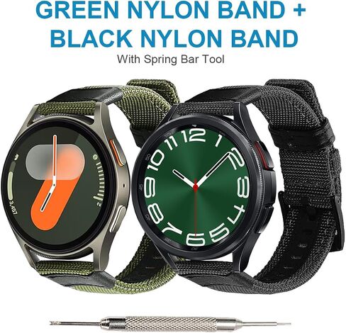Maxjoy Galaxy Watch 7/Galaxy Watch 6 Band, Galaxy Watch 6 Classic/5 Pro Bands, 20mm Nylon Strap Compatible with Samsung Galaxy Watch 7 6 5 4 3 40mm 41mm 42mm 43mm 44mm 45mm 46mm 47mm, 2 Pack in Saudi Arabia