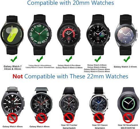 Maxjoy Galaxy Watch 7/Galaxy Watch 6 Band, Galaxy Watch 6 Classic/5 Pro Bands, 20mm Nylon Strap Compatible with Samsung Galaxy Watch 7 6 5 4 3 40mm 41mm 42mm 43mm 44mm 45mm 46mm 47mm, 2 Pack in Saudi Arabia