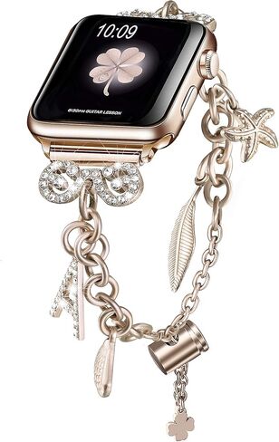 أساور Secbolt Bling متوافقة مع أحزمة ساعة Apple 38 مم 40 مم 41 مم 42 مم 44 مم 45 مم iWatch Series 9/8/7/6/5/4/3/2/1/SE، سوار نسائي قابل للتبديل وقابل للتعديل in Saudi Arabia