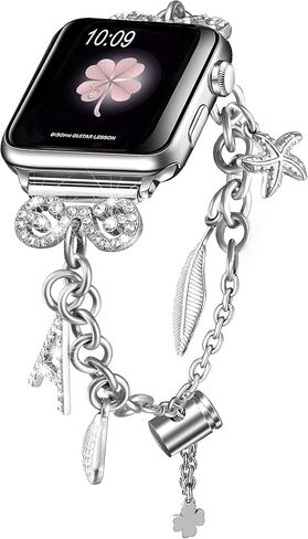أساور Secbolt Bling متوافقة مع أحزمة ساعة Apple 38 مم 40 مم 41 مم 42 مم 44 مم 45 مم iWatch Series 9/8/7/6/5/4/3/2/1/SE، سوار نسائي قابل للتبديل وقابل للتعديل in Saudi Arabia