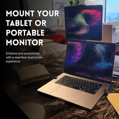 SJP Products UNIMOUNT Mount Your Tablet, Portable Monitor Above Laptop, Fits Large Tablets and Laptops - Dual Screen Setup for Coworking, Work from Home, Sidecar in Saudi Arabia