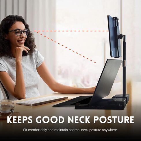 SJP Products UNIMOUNT Mount Your Tablet, Portable Monitor Above Laptop, Fits Large Tablets and Laptops - Dual Screen Setup for Coworking, Work from Home, Sidecar in Saudi Arabia