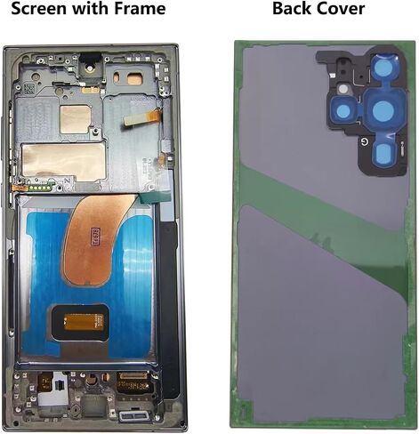 Screen Replacement for Samsung Galaxy S23 Ultra 5G S918B S918B/DS S918U S918Ul S918W S918E S9168/DS 6.8 Inch with Frame and Back Cover Display Touch Digitizer Assembly (White) in Kuwait