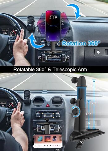 Car CD Slot Phone Mount Magnetic, Car CD Player Phone Holder Mag-Safe with Telescopic Arm [Upgraded Powerful Magnet] for iPhone 15/14/ 13 Series, MagSafe Case & Other Android Phones in Saudi Arabia