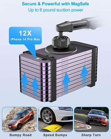 Car CD Slot Phone Mount Magnetic, Car CD Player Phone Holder Mag-Safe with Telescopic Arm [Upgraded Powerful Magnet] for iPhone 15/14/ 13 Series, MagSafe Case & Other Android Phones in Saudi Arabia
