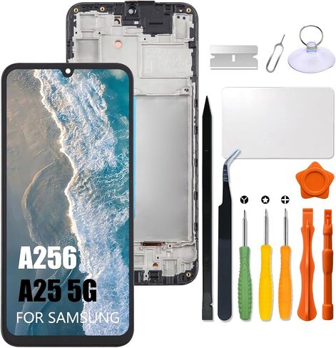 بديل لشاشة Samsung Galaxy A25 LCD مع إطار INCELL لهاتف Samsung A25 5G A256E A256B A256U مجموعة محول رقمي لشاشة تعمل باللمس شاشة LCD مع طقم إصلاح in Saudi Arabia