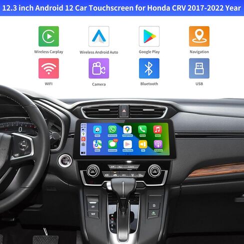 Road Top 12.3 بوصة Android 12 Car Stereo Wireless Carplay لهوندا CRV 2017-2022 سنة، دعم Apple Carplay، Android Auto، AM، FM، Bluetooth، الملاحة، الكاميرا in Kuwait
