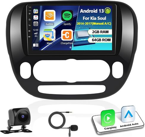 2G+64G Android 13 Car Stereo for Kia Soul 2014-2017(Manual A/C) with Wireless Apple Carplay Android Auto,9'' Touchscreen Kia Car Radio with GPS Navigation,Bluetooth,WiFi/FM/RDS Radio,SWC+Backup Camera in Saudi Arabia