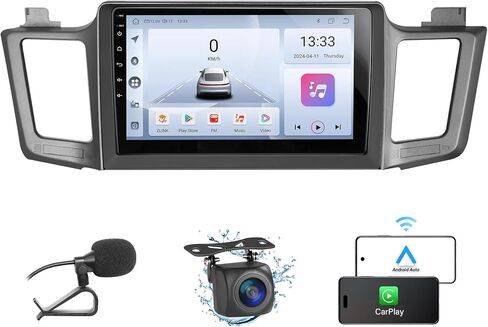 Car Stereo for Toyota RAV4 2013-2019 2GB+32GB Wireless Carplay and Android Auto 4G+WiFi GPS Navigation 10.1 Inch Touchscreen Head Unit with HD Backup Camera/Bluetooth/Miror Link/MIC/RDS/FM/SWC in Kuwait