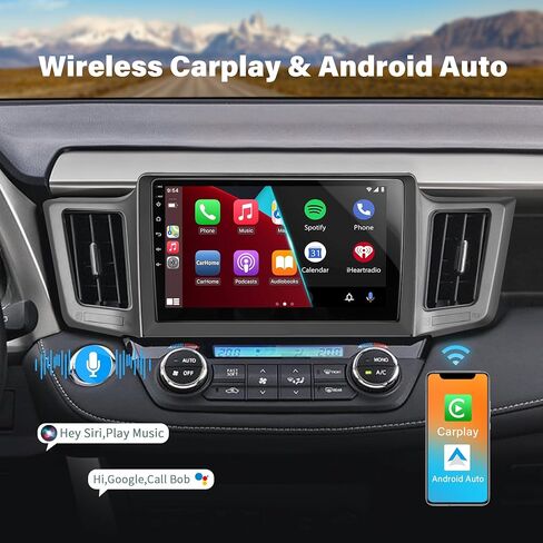 Car Stereo for Toyota RAV4 2013-2019 2GB+32GB Wireless Carplay and Android Auto 4G+WiFi GPS Navigation 10.1 Inch Touchscreen Head Unit with HD Backup Camera/Bluetooth/Miror Link/MIC/RDS/FM/SWC in Kuwait