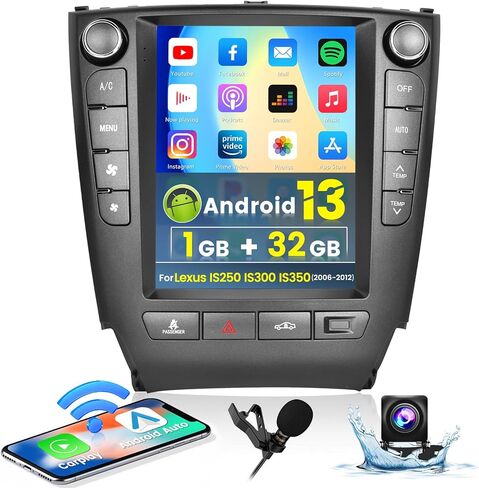 Roinvou Android CarPlay Stereo for Lexus IS250 IS300 IS350 2006-2012, Built-in Wireless CarPlay Radio with Android Auto, 9.7'' Touchscreen in-Dash GPS Navigation Support Mirror Link BT HiFi RDS in Saudi Arabia