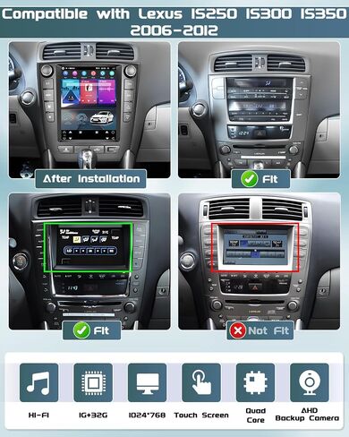 Roinvou Android CarPlay Stereo for Lexus IS250 IS300 IS350 2006-2012, Built-in Wireless CarPlay Radio with Android Auto, 9.7'' Touchscreen in-Dash GPS Navigation Support Mirror Link BT HiFi RDS in Saudi Arabia