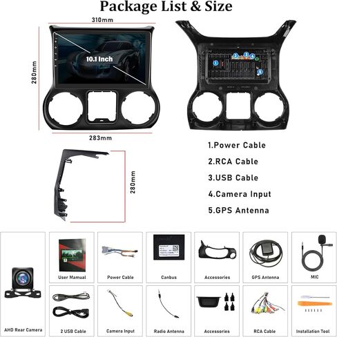 [2+32G] Android 13 Car Stereo for Jeep Wrangler 2011-2014 with Wireless Carplay&Android Auto,10.1 Inch Car Radio with Mirror Link Bluetooth FM/RDS Radio WiFi GPS SWC Dual USB+AHD Backup Camera in Saudi Arabia