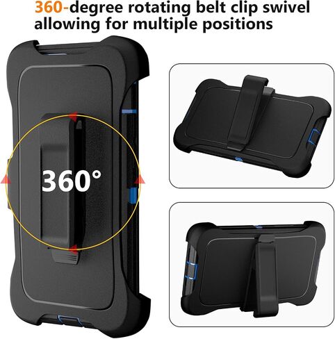 for iPhone 12 Case with Belt Clip and 2 Pack Screen Protector - Military Grade Rugged Full Body Phone Case (Black+Blue)… in Saudi Arabia