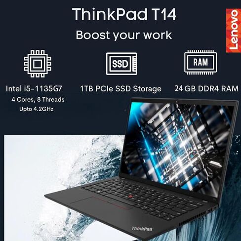 لاب توب لينوفو ثينك باد T14 G2 للأعمال، شاشة 14 بوصة فل اتش دي، انتل كور i5-1135G7، ذاكرة وصول عشوائي 24 جيجا، 1 تيرابايت اس اس دي، ويندوز 11 برو، قارئ بصمات الأصابع، لوحة مفاتيح بإضاءة خلفية، HDMI، ثاندربولت 4، كاميرا ويب، اسود، PCM in Saudi Arabia